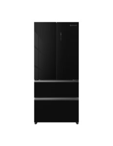 Frigorífico francés 190×84 cm 2 puertas 2 cajones E Cristal Negro
